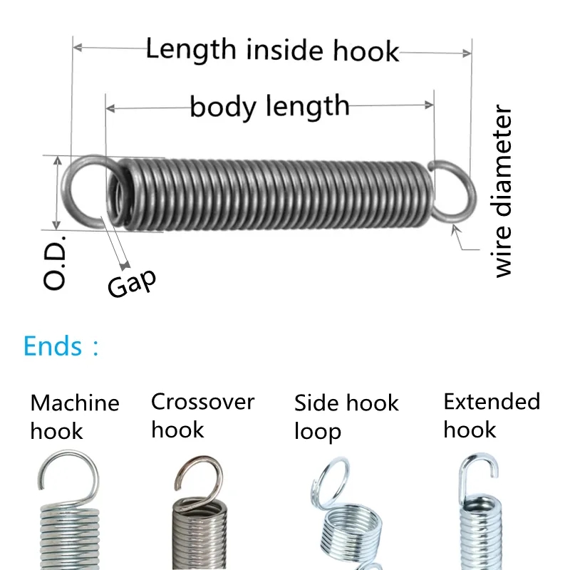 Custom Industrial Steel Extension Springs