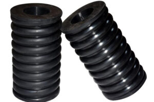 Centrally-coiled cylindrical helical compression spring
